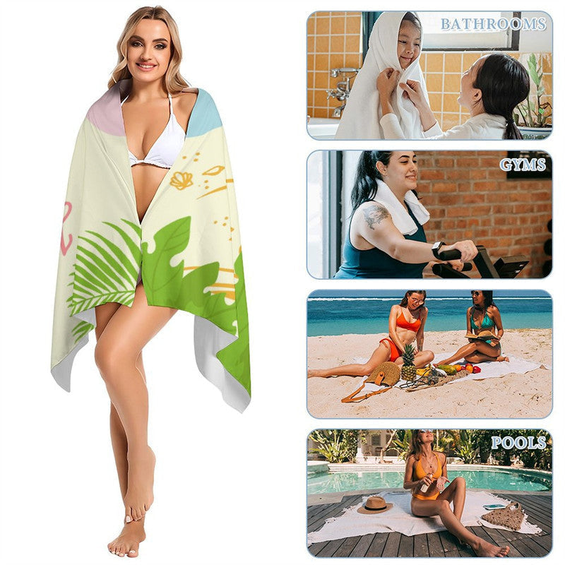 Custom Flamingo Seaside Beach Photo Beach Towel
