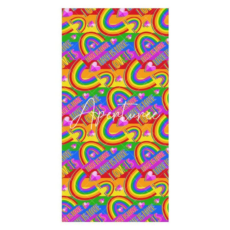 5 pieces of love are love. Rainbow heart. Beach towel.