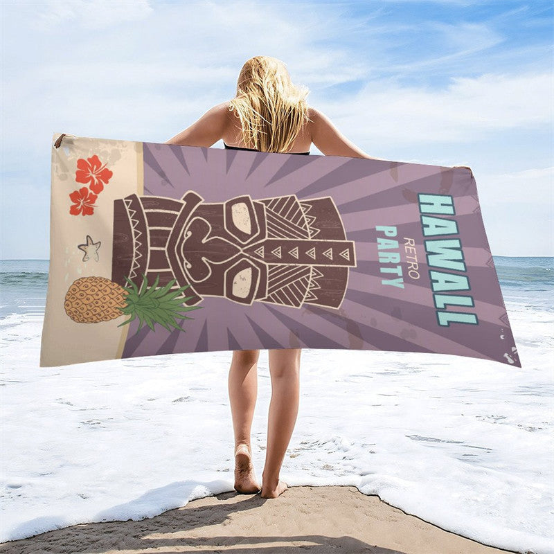 Luau Hawaiian Theme Custom Name Photo Beach Towel