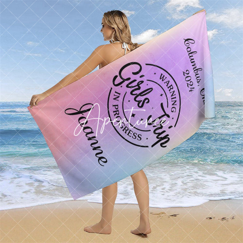 10Pc Personalized Name Girls Trip In Progress Beach Towel