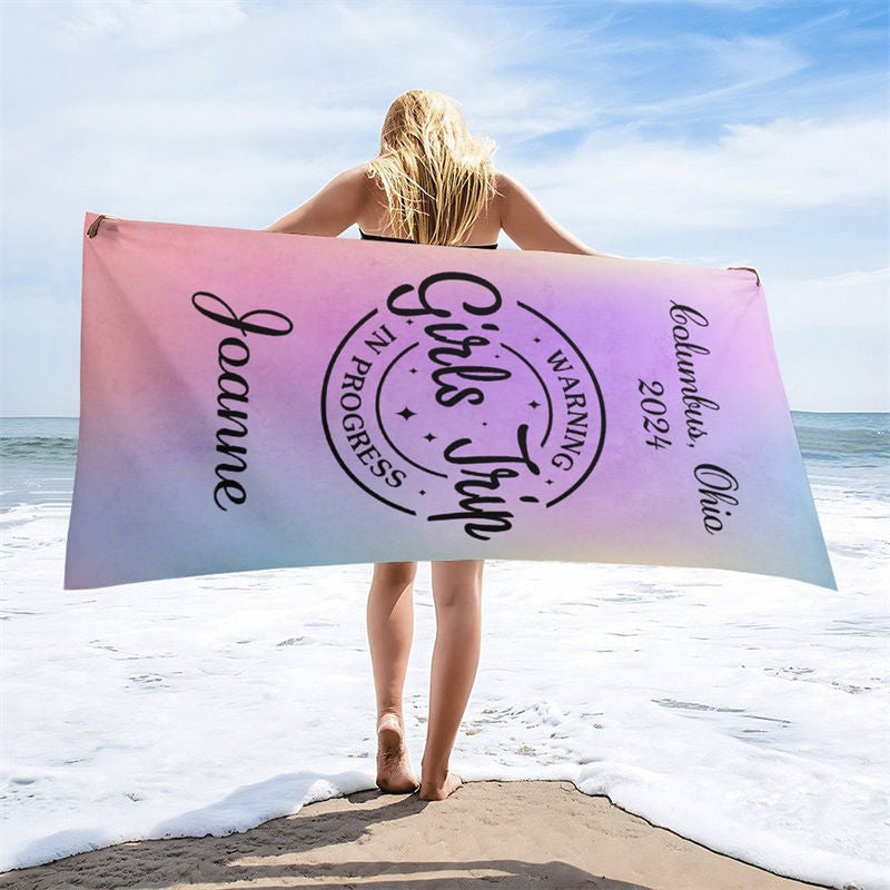 10Pc Personalized Name Girls Trip In Progress Beach Towel