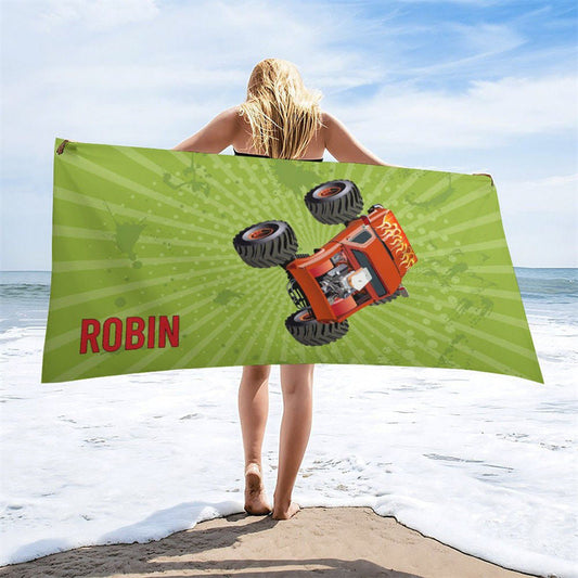5 pieces Personalized Name Various Racing Cars Beach Towel
