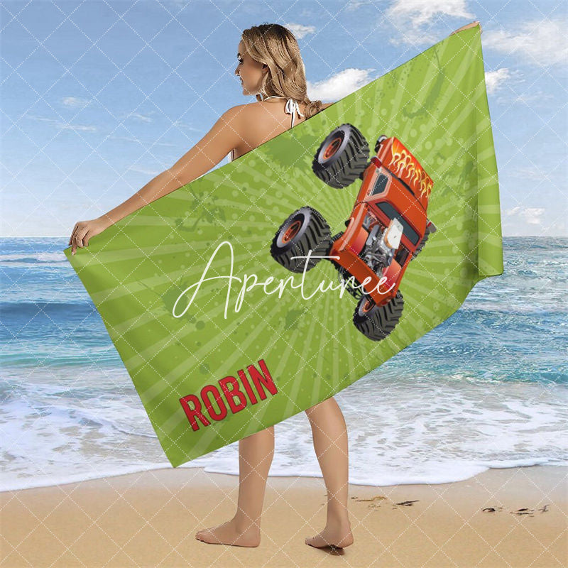 5 pieces Personalized Name Various Racing Cars Beach Towel